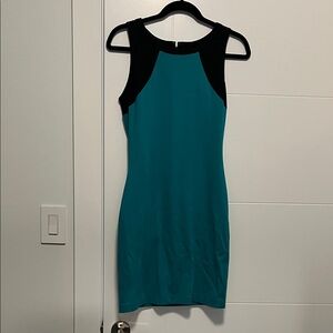 Mango Teal and Black Mini Dress